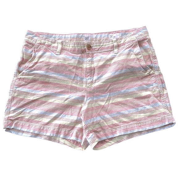 GAP Pink Blue Striped Cotton 5” City Short Size 12 - Picture 1 of 11
